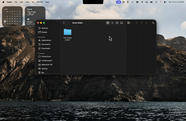Start a session from the notch